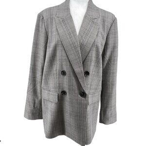 🧥 Women's Ricki's Jacket Size Large – Classic Grey Plaid Preppy Quiet lux